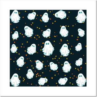 Halloween Ghosts Pattern Design Posters and Art